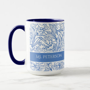 Elegant Blue Floral Custom Tasse