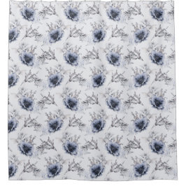 Elegant Blue Floral Duschvorhang