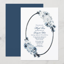 Elegant Blue Floral Einladung