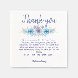 Elegant Blue Floral geklappt Dankeschön Karte Serviette