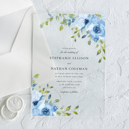 Elegant Blue Floral Greenerity Wedding Acryleinladungen