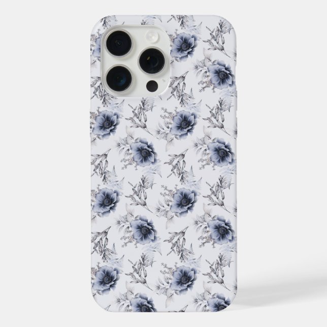 Elegant Blue Floral iPhone Hülle (Rückseite)