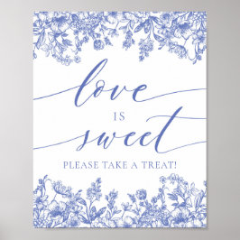 Elegant Blue Floral Liebe ist Sweet Leckerei Fevor Poster