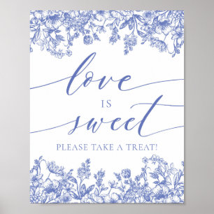 Elegant Blue Floral Liebe ist Sweet Leckerei Fevor Poster