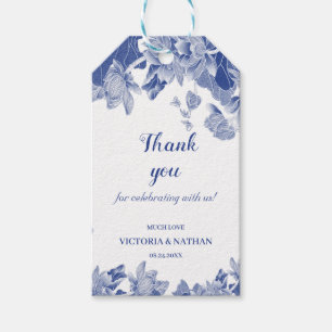 Elegant Blue Floral Lotus Geschenkanhänger