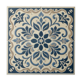 Elegant Blue Floral - Portugiesisch Azuljo Design Fliese