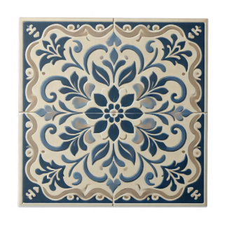 Elegant Blue Floral - Portugiesisch Azuljo Design Fliese