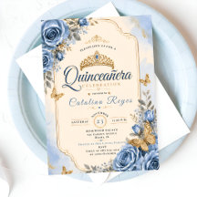 Elegant Blue Floral Quinceañera