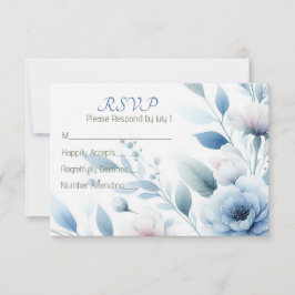 Elegant Blue Floral RSVP Karte