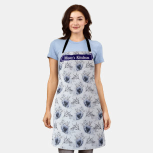 Elegant Blue Floral Schürze
