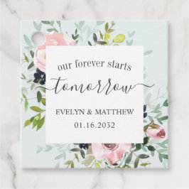 Elegant Blue Floral Unser ewig beginnt morgen Geschenkanhänger