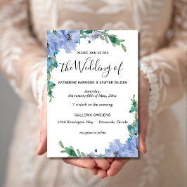 Elegant Blue Floral Watercolor Boho Wedding Einladung