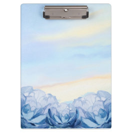 Elegant Blue Floral Watercolor Clipboard Klemmbrett