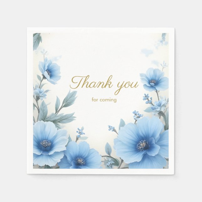 Elegant Blue Floral Watercolor Feminine Desig紙ナプキン Serviette (Vorderseite)