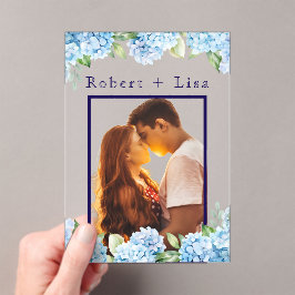 Elegant Blue Floral Wedding Acryleinladungen