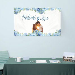 Elegant Blue Floral Wedding Banner