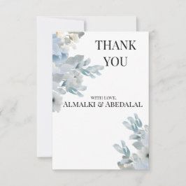 Elegant Blue Floral Wedding Danke Card