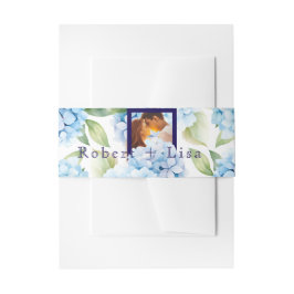 Elegant Blue Floral Wedding Einladungsbanderole