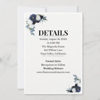 Elegant Blue Floral Wedding Invitation Einladung