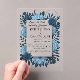  Elegant Blue Floral Wedding Invitation Template   Acryleinladungen