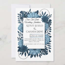  Elegant Blue Floral Wedding Invitation Template   Einladung