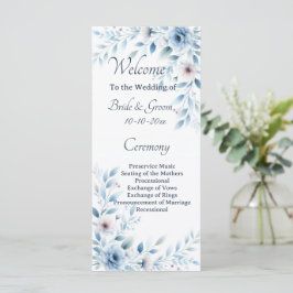 Elegant Blue Floral Wedding Programm