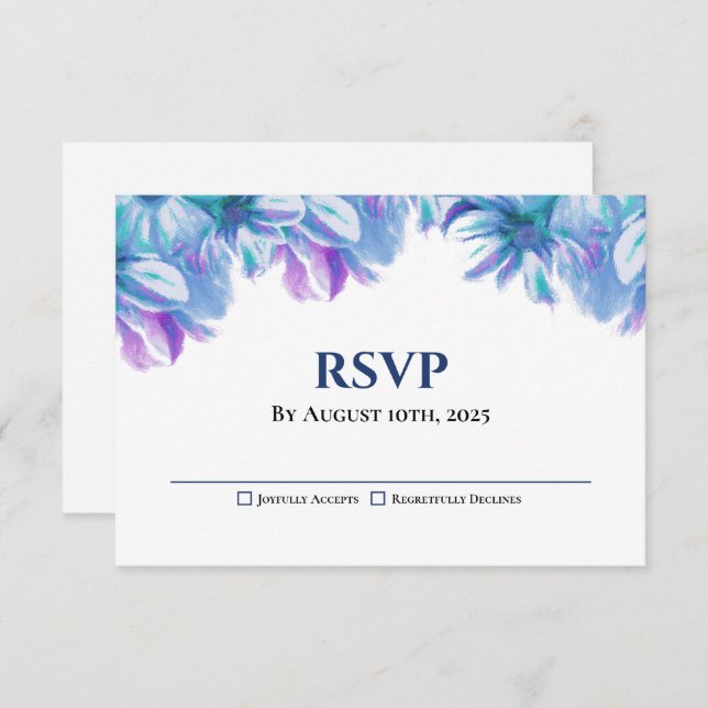 Elegant Blue Floral Wedding RSVP (Vorne/Hinten)