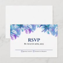 Elegant Blue Floral Wedding RSVP