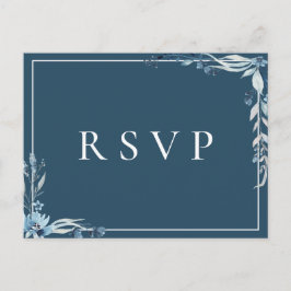 Elegant Blue Floral Wedding RSVP Song Request Einladungspostkarte