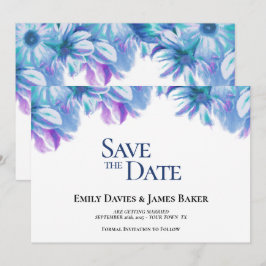 Elegant Blue Floral Wedding Save the Date
