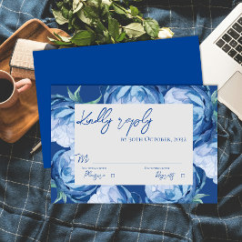 Elegant Blue Floral Wedding Script Antwort