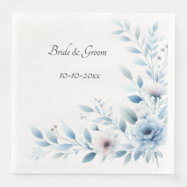 Elegant Blue Floral Wedding Serviette