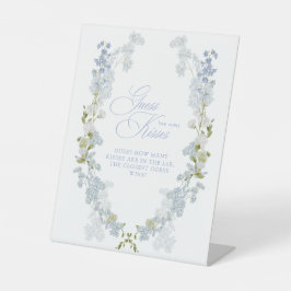 Elegant Blue Floral Wie viele Kisses Brautparty Sockelschild