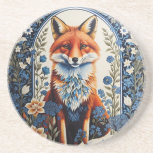 Elegant Blue Floral William Morris Inspiriert Fox Getränkeuntersetzer