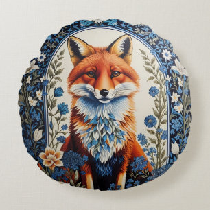 Elegant Blue Floral William Morris Inspiriert Fox Rundes Kissen