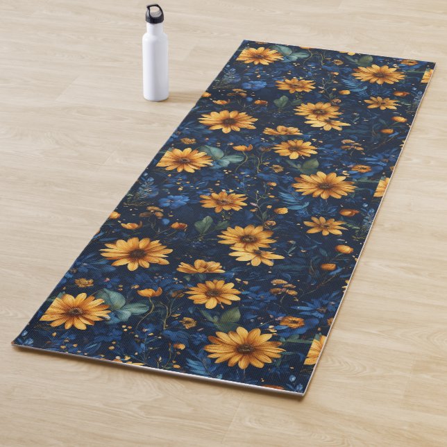 Elegant Blue Floral Yogamatte (Beispiel)