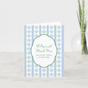 Elegant Blue Flowers Babydusche Vielen Dank Dankeskarte