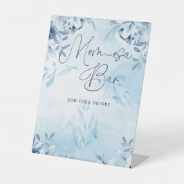 Elegant Blue Flowers Momosa Bar Baby Dusche Sockelschild