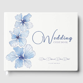 Elegant Blue Flowers Wedding Gästebuch