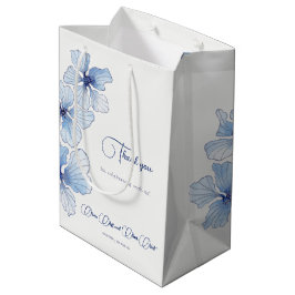 Elegant Blue Flowers Wedding Mittlere Geschenktüte