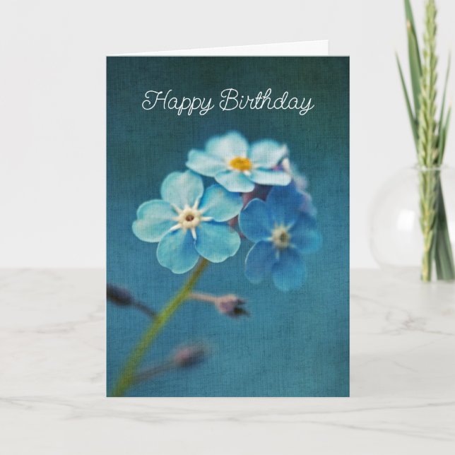 Elegant Blue Forget-me-nots Blume Happy Birthday Karte (Vorderseite)