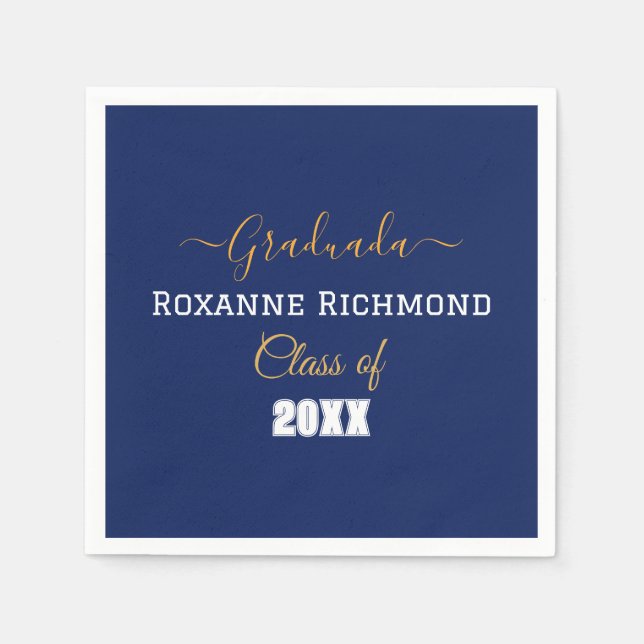 Elegant Blue Foto Spanisch Serviette (Vorderseite)