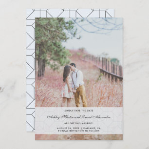 Elegant Blue Foto Wedding Save the Date Einladung