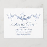 Elegant Blue French Toile Wedding Save the Date