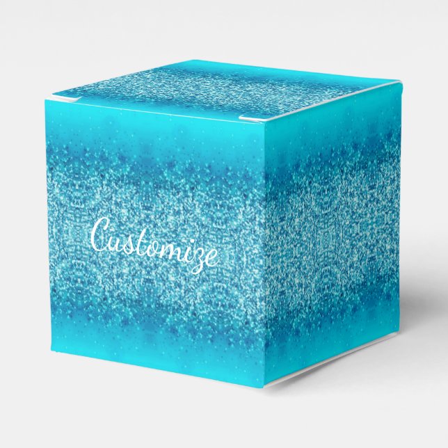 Elegant Blue Frost Sparkle Cube Favor Box Geschenkschachtel (Vorderseite)