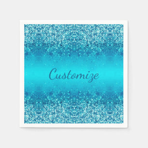 Elegant Blue Frost Sparkle Napkins Serviette