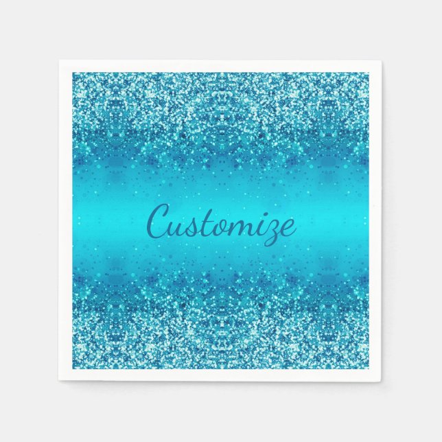 Elegant Blue Frost Sparkle Napkins Serviette (Vorderseite)
