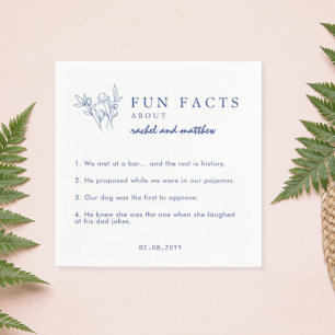 Elegant Blue Fun Fakts Template Wedding Napkins Serviette