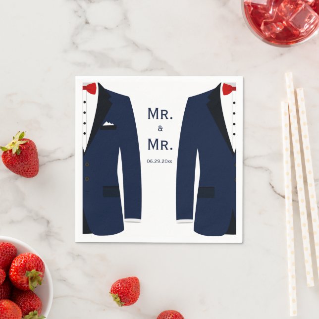 Elegant Blue Gay Wedding Napkins Serviette (Beispiel)