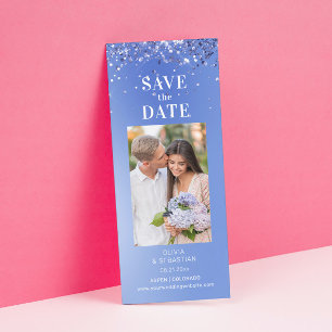 Elegant Blue Glitzer Foto Hochzeit speichern das D Save The Date